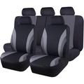 9PCS Universal Fit Car Seat Cover -100% Breathable with 5mm Composite Sponge Inside Airbag Compatible 3zipper Bench(Full Set Black and Gray)