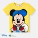 Disney Toddler Boy Graphic Tee Micky Mouse Toddler Boy Graphic T with Character Print Yellow Short Sleeve T-Shirts Sizes 3T