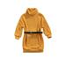 TOPGOD Toddler Baby Girl Turtleneck Knit Sweater Dress Long Sleeve Ribbed Dresses with Belt Fall Winter Thick Warm Outfits