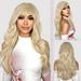 DOPI Light Brown Wigs for Women Brown Wig with Bangs 24â€˜â€™Ombre Brown Wig with Dark Roots Long Layered Wig Heat Resistant Synthetic Wig Natural Looking Wigs for Daily Party Use
