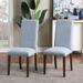 Upholstered Dining Chairs Set of 2, Fabric Linen Kitcchen Room Chairs with Copper Nails and Solid Wood Legs
