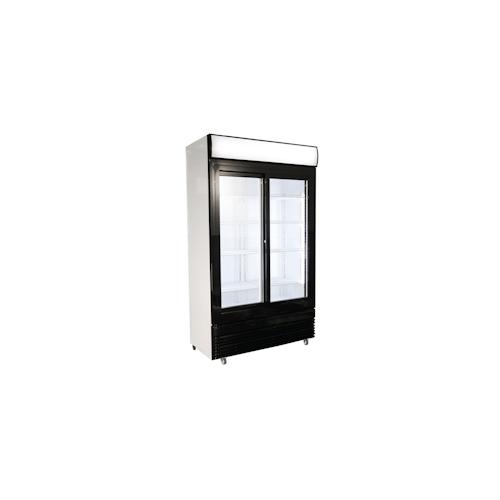 Mobiler Flaschenkühlschrank mit 2 Glas-Schiebetüren Getränkekühlschrank Kühlschrank Gastro 545 L +2/10°C