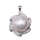 JYX Pearl AAA+ 14.5mm White Round Freshwater Cultured Pearl Pendant Necklace Shiny Zircon-inlaid 925 Sterling Silver Pendant Necklace for Women 18"