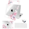 Batianda Compatible with MacBook Air 13.6 inch Case 2024 M3 Chip Model A3113, Plastic Clear Hardshell Keyboard Cover for New MacBook Air 13 inch A2681 (M2) & USB-C OTG Adapter, Lovely Flower