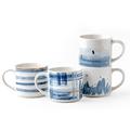 Divitis Home 15.8OZ stackable coffee mugs set of 4, new bone china coffee mugs, coffee cup sets of 4, coffee mugs set, coffee cup set, coffee cups, mugs, tea mugs, tea cups (Blue Vibes)