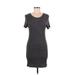Brandy Melville Casual Dress - Mini Scoop Neck Short sleeves: Gray Solid Dresses