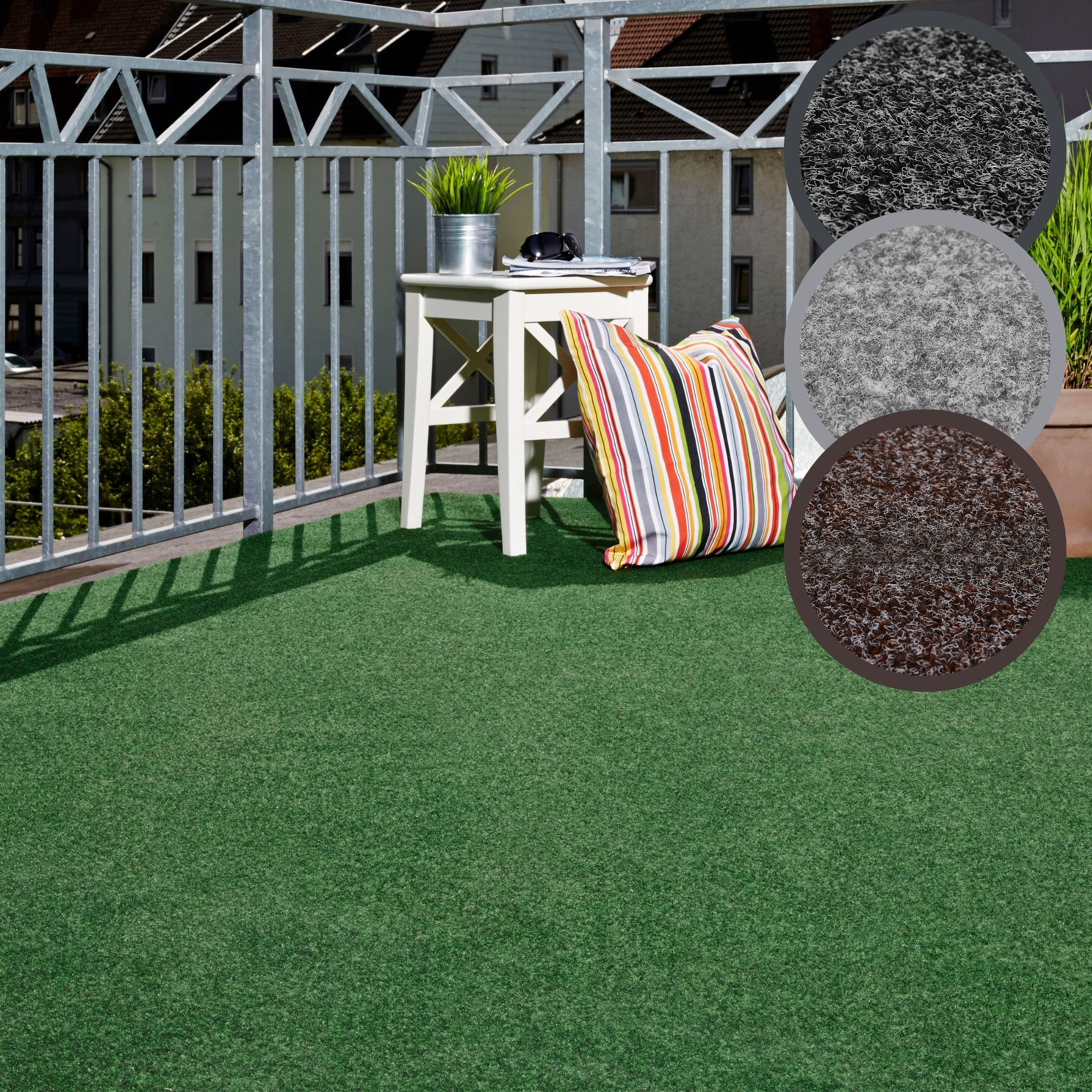 Kunstrasen ANDIAMO "Aberdeen, Made in Belgium", grün, B:400cm H:10mm L:1.200cm, Nadelfilz, Teppiche, mit Drainagenoppen, für Balkon, Terrasse, Wintergarten, Nadelfilz