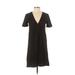 Zara Casual Dress - Shift Plunge Short sleeves: Black Solid Dresses - Women's Size Small