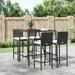 vidaXL 5 Piece Patio Bar Set with Cushions Black Poly Rattan - 15.7" x 17.3" x 42.5"