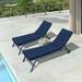 2Pcs Set Outdoor Lounge Chair Cushion Replacement Patio Funiture Seat Cushion Chaise Lounge Cushion-Navy Blue