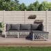 vidaXL 3 Piece Patio Lounge Set with Cushions White Steel - 28.3" x 28.3" x 26"