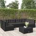 vidaXL 6 Piece Patio Lounge Set with Cushions Black Poly Rattan - 21.3" x 21.3" x 9.6"/15"/19.7"/21.7"