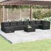 vidaXL 7 Piece Patio Lounge Set with Cushions Black Poly Rattan - 21.3" x 21.3" x 9.6"/15"/19.7"/21.7"