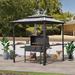 Grill Gazebos 8' × 6', Aluminum BBQ Gazebos Outdoor Metal Frame with Shelves Serving Tables, Gazebos for Patio Lawn Backyard