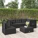 vidaXL 5 Piece Patio Lounge Set with Cushions Black Poly Rattan - 21.3" x 21.3" x 9.6"/15"/19.7"/21.7"