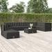 vidaXL 7 Piece Patio Lounge Set with Cushions Black Poly Rattan - 21.3" x 21.3" x 9.6"/15"/19.7"/21.7"