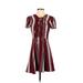 Lovers + Friends Casual Dress - Mini High Neck Short sleeves: Red Print Dresses - Women's Size Small