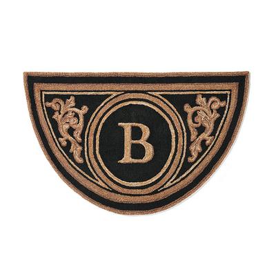 Wingate Monogrammed Half-Round Door Mat - Black, 36" x 72", B - Frontgate