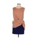 Lush Casual Dress - Mini Scoop Neck Sleeveless: Brown Print Dresses - Women's Size Medium