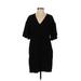 Lush Casual Dress - Mini V-Neck Short sleeves: Black Print Dresses - Women's Size Small