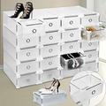 PIOJNYEN 20 Pcs Shoe Storage Clear Plastic Shoe Box Shoe Organiser Containers with Lids Stackable Shoe Holder for Men and Ladies (31 x 20 x 11 cm)