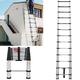 16.4FT/5M Aluminum Telescoping Extension Ladders, Multi-Purpose Foldable Aluminum Telescopic Ladder,EN131 Standards Portable Lightweight Extension Ladder with Non-Slip Feet Max Load 330lb/150kg