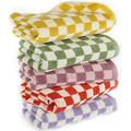 Sawowkuya 5 Pcs Checkered Hand Towels, 100% Cotton Checkered Bath Towels, Soft Absorbent Hand Towels for Bathroom, 13” x 29” Cute Patterned Face Towels for Spa Gym Kitchen