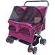 Pet Cat Stroller Double Seat Dog Prams Pushchairs for Medium Small Dogs Dog Stroller for 2 Dogs Double pram Pet Strollers Easy to Fold and Save Spacem (Rose Red)