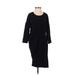 Anthropologie Casual Dress - Sheath Scoop Neck 3/4 sleeves: Black Solid Dresses - Women's Size 1