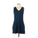 Design Lab Lord & Taylor Casual Dress - Shift V-Neck Sleeveless: Blue Print Dresses - Women's Size Medium