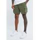 Mens Green Elastic Slim Cargo Short With Pintuck, Green