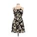 Final Touch Casual Dress - A-Line Scoop Neck Sleeveless: Black Floral Dresses - Women's Size Large