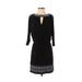 White House Black Market Casual Dress: Black Fair Isle Dresses - Women's Size 2X-Small