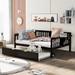 Full Wooden Daybed with Trundle, Sofa Bed for Bedroom Living Room, Espresso