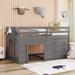 Twin Size Low Loft Beds with Storage Drawers, Wooden Loft Bed Frame with Cabinet and Bedside Tray, for Kids, Girls & Boys