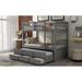 Twin Over Twin Bunk Bed with Safety Rail, Ladder, Twin Trundle Bed with 3 Drawers for Bedroom, Guest Room Furniture, Grey