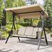 3-Seater Patio Hammock Swing Glider Bench with Adjustable Canopy