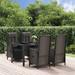 vidaXL 3 Piece Patio Dining Set with Cushions Black Poly Rattan - 22.4" x 24.6" x 42.9"