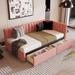 Twin Size Linen Fabric Upholstered Daybed, Sofa Bed with Storage Drawers