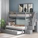 Stairway Twin Over Twin/Full Bunk Bed with Twin Trundle and Drawers, Versatility Solid Wood Bunk Bed with Full-Length Guardrail