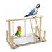 Holzlrgus Natural Wood Bird Playground - Parrot Perch Playstand Play Gym Stand Playpen Perches Ladder Swing Platform with Toys