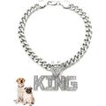 Icemond Rhinestone Studded King Pendant 18 /26 Cuban Chain Fashion Costume Jewelry Necklace for Dogs in Gold or Rhodium Tone