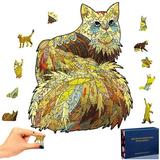 AYUQI Wooden Puzzle Cat 3D Wooden Puzzle Unique Animal Shaped Wooden Puzzle Animal Wooden Puzzle for Adults and Children Family Game Collection Gift