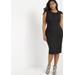 Plus Size Women's Twisted Shoulder Sheath Dress by ELOQUII in Navy (Size 18)
