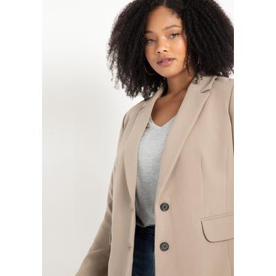 Plus Size Women's The 365 Semi Stretch Two Button Blazer by ELOQUII in Desert Taupe (Size 28)