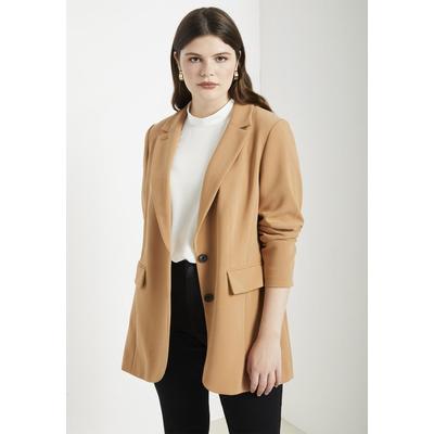 Plus Size Women's The 365 Semi Stretch Two Button Blazer by ELOQUII in Biscuit (Size 22)