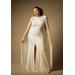 Plus Size Women's Bridal by ELOQUII Embellished Cape Gown in Off White (Size 24)