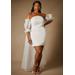 Plus Size Women's Bridal by ELOQUII Mini Dress With Puff Sleeve Cape in True White (Size 18)