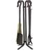 Dagan Wrought Iron Fireplace Tool Set - Corn Broom Black - 5 Piece