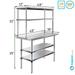 18 x 48 Stainless Steel Work Table With Two Shelves | 12 Wide Double Tier Overshelf | Metal Kitchen Prep Table & Shelving Combo